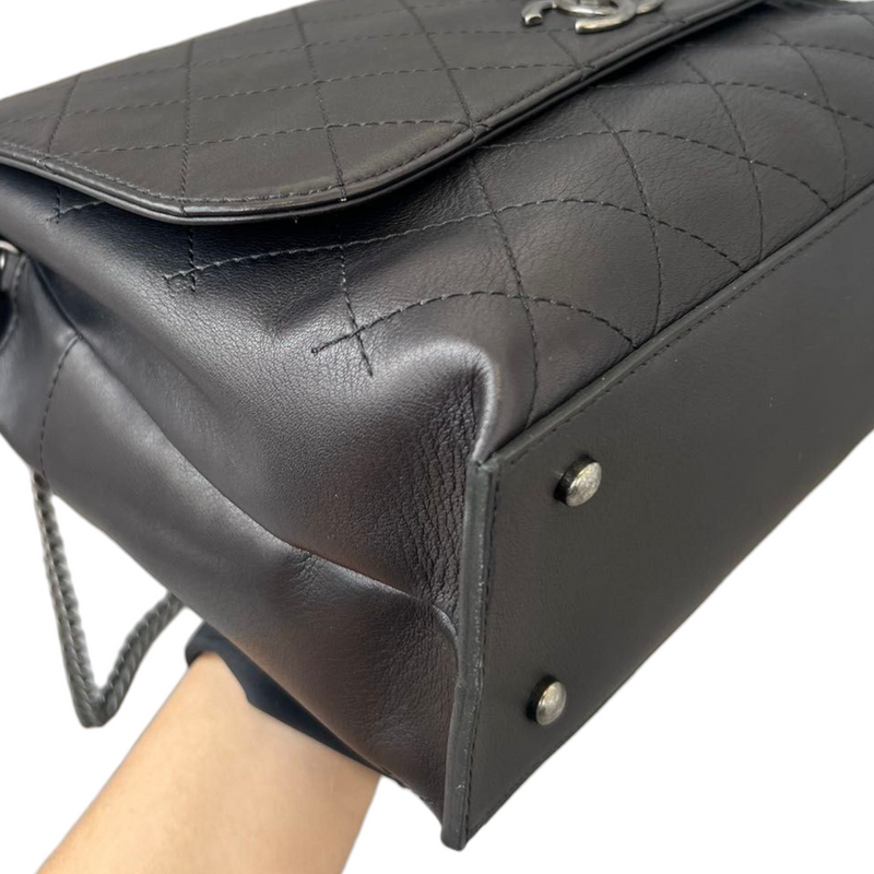 Calfskin Stitched Urban Luxury Top Handle Bag Black RHW