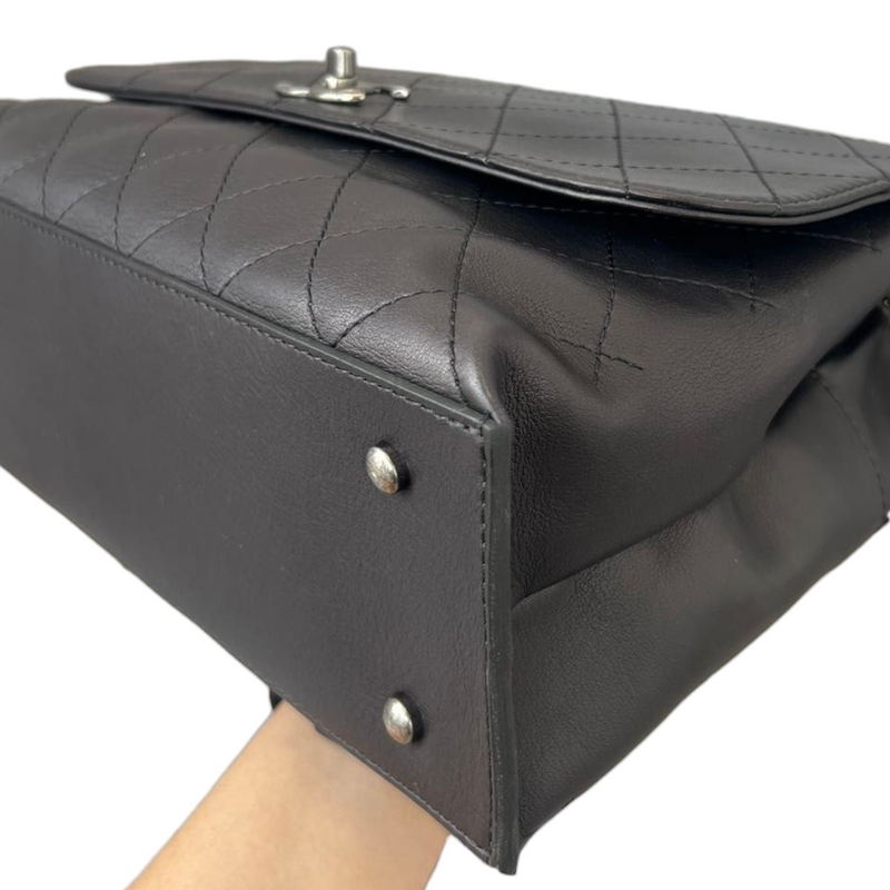 Calfskin Stitched Urban Luxury Top Handle Bag Black RHW