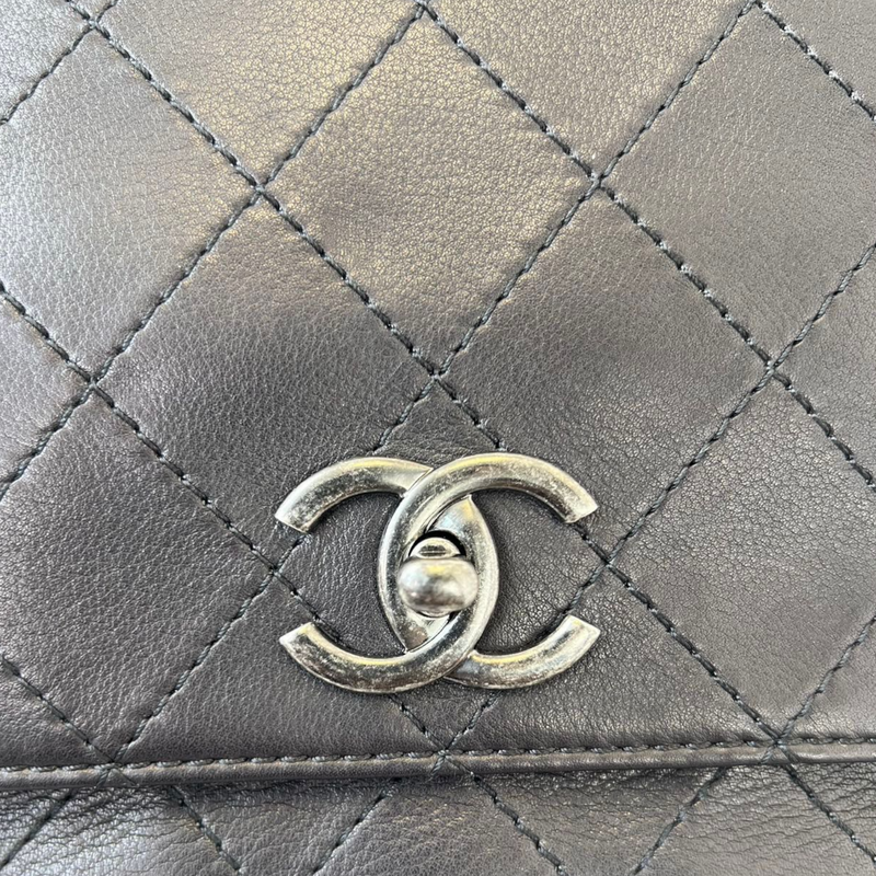 CHANEL Diamond Stitch Wallet On Chain Calfskin WOC Crossbody Bag Beige