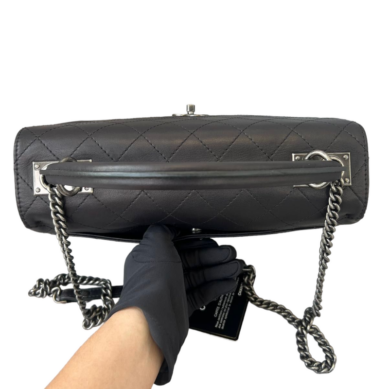 Calfskin Stitched Urban Luxury Top Handle Bag Black RHW