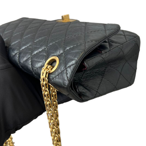 Aged Calfskin Quilted 2.55 Reissue Double Flap Black GHW