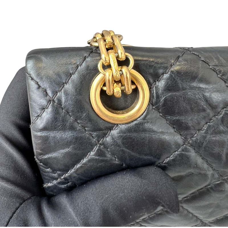 Chanel Medium Classic Double Flap Bag Black Iridescent Quilted Crumpled  Calfskin Silver Hardware