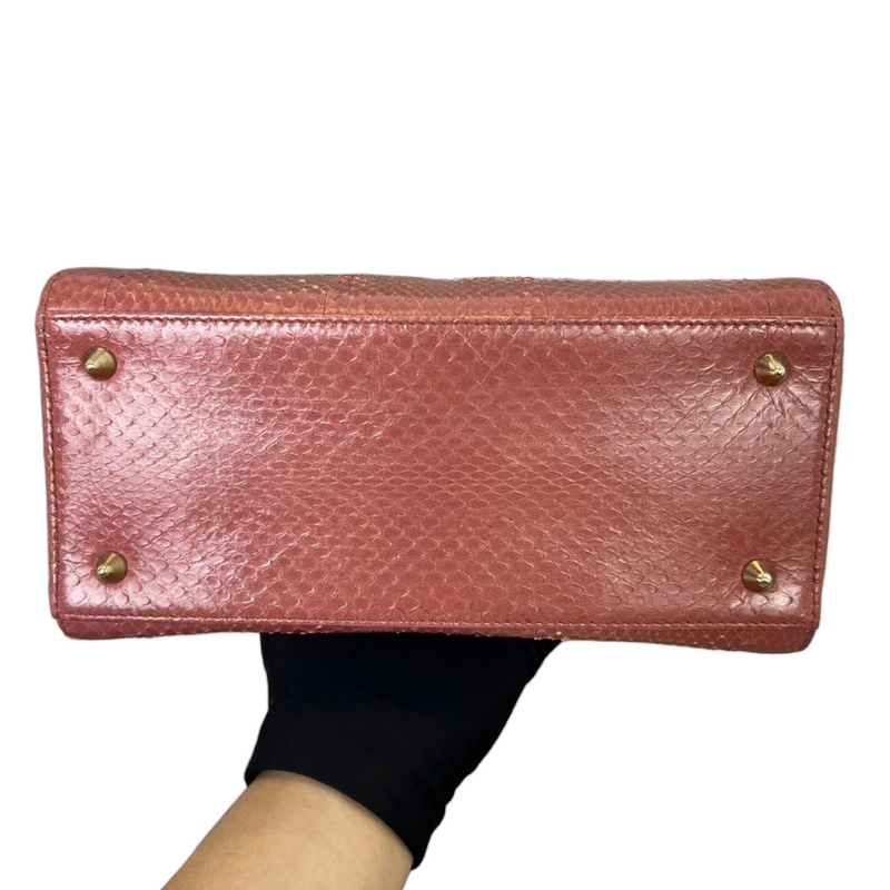 Lady Dior Medium Python Pink GHW