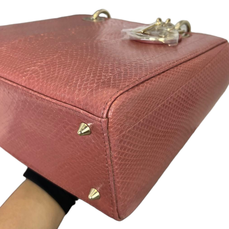 Lady Dior Medium Python Pink GHW