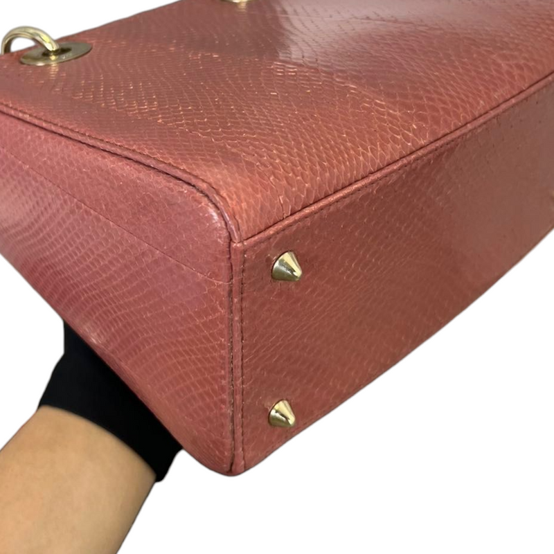 Lady Dior Medium Python Pink GHW