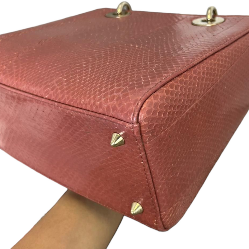 Lady Dior Medium Python Pink GHW