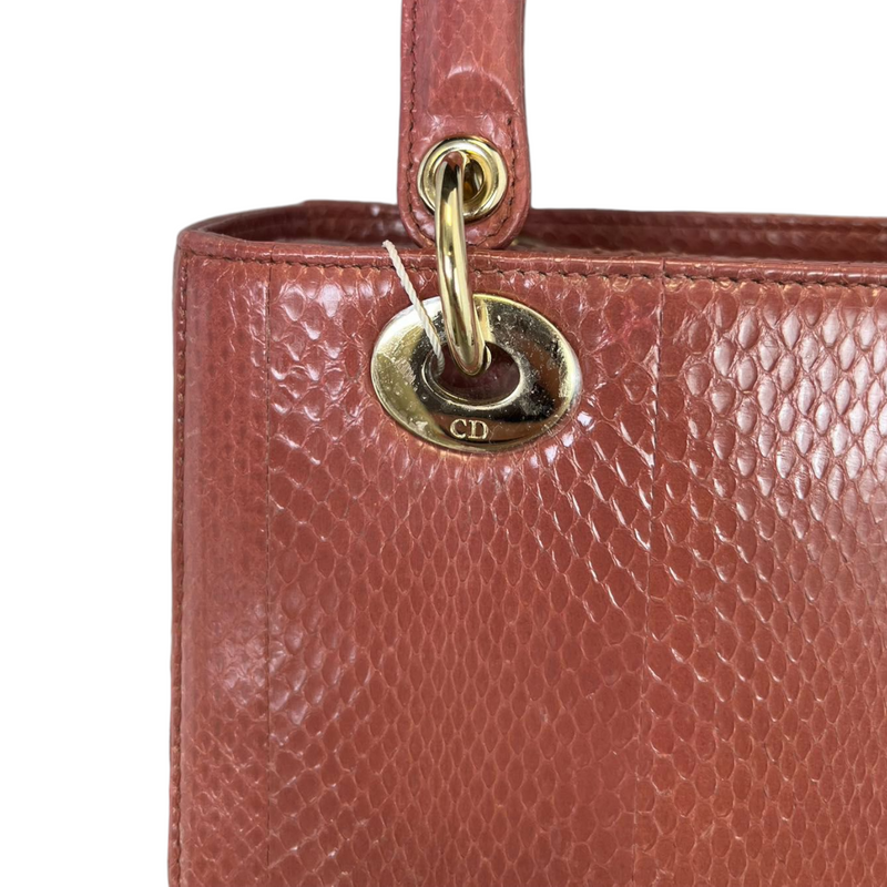 Lady Dior Medium Python Pink GHW
