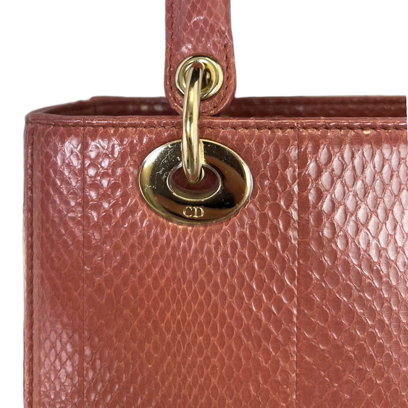 Lady Dior Medium Python Pink GHW
