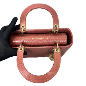 Lady Dior Medium Python Pink GHW