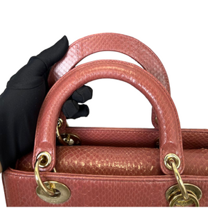 Lady Dior Medium Python Pink GHW