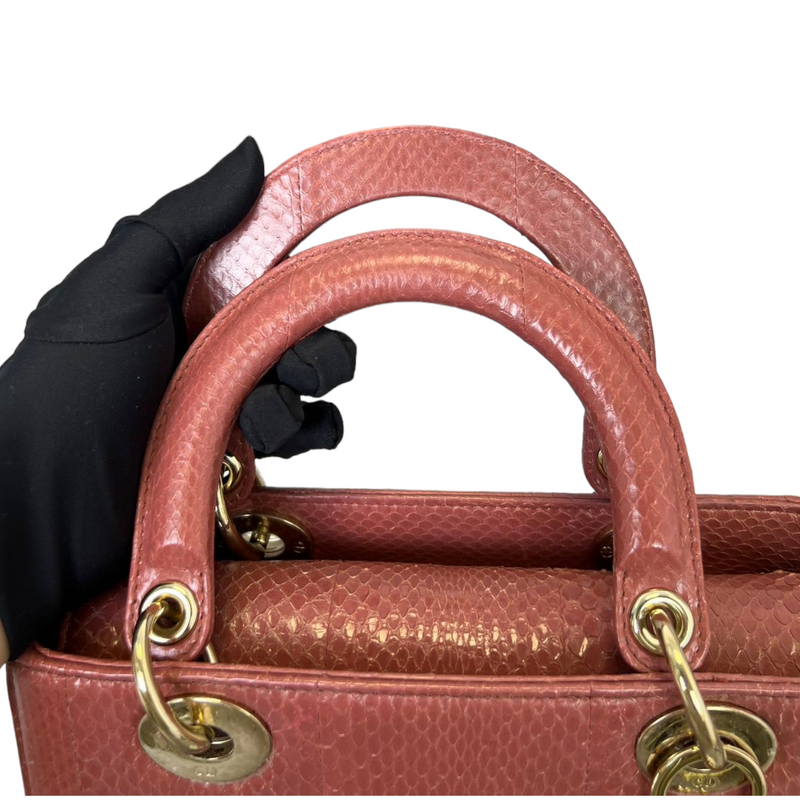 Lady Dior Medium Python Pink GHW