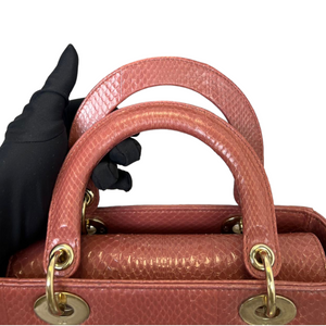 Lady Dior Medium Python Pink GHW
