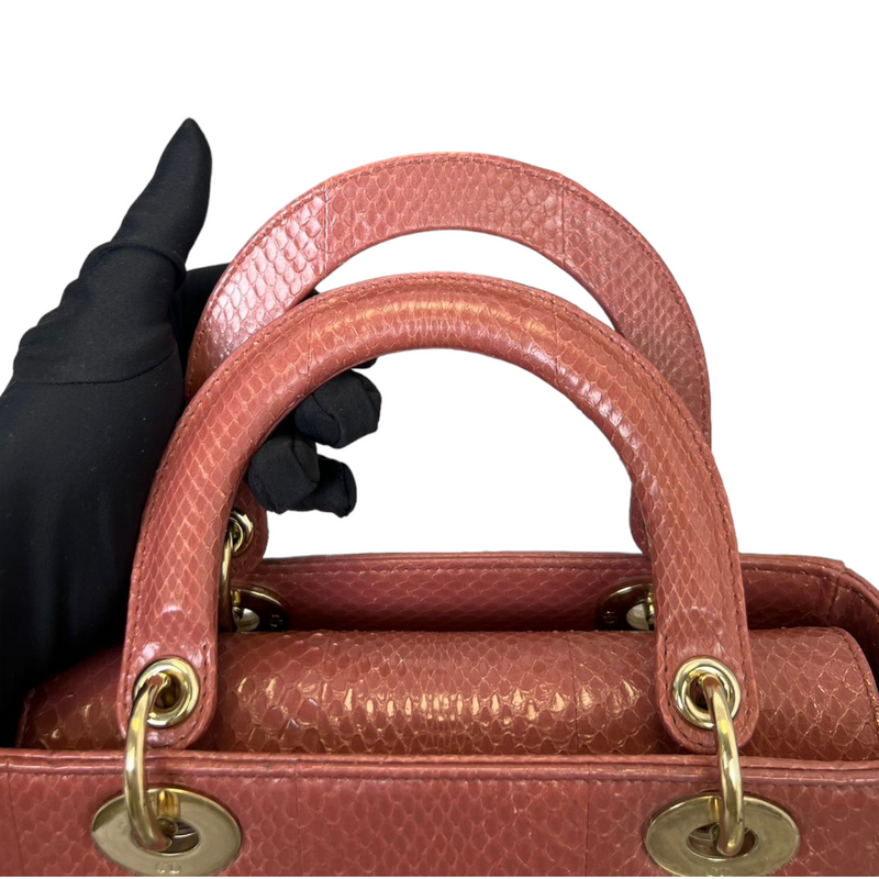 Christian Dior Lady Dior Medium Python Pink GHW – Bag Religion