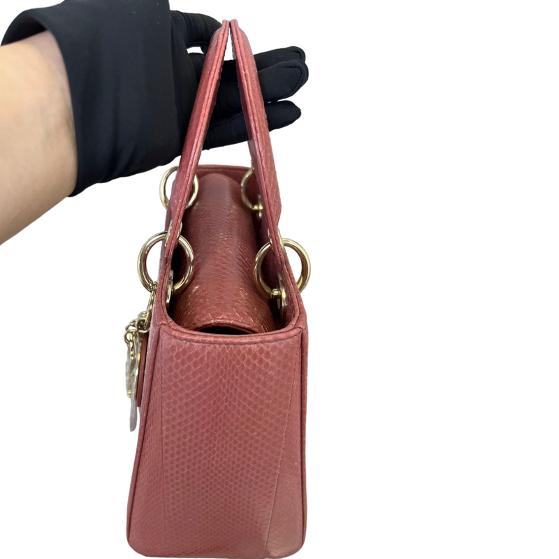Lady Dior Medium Python Pink GHW