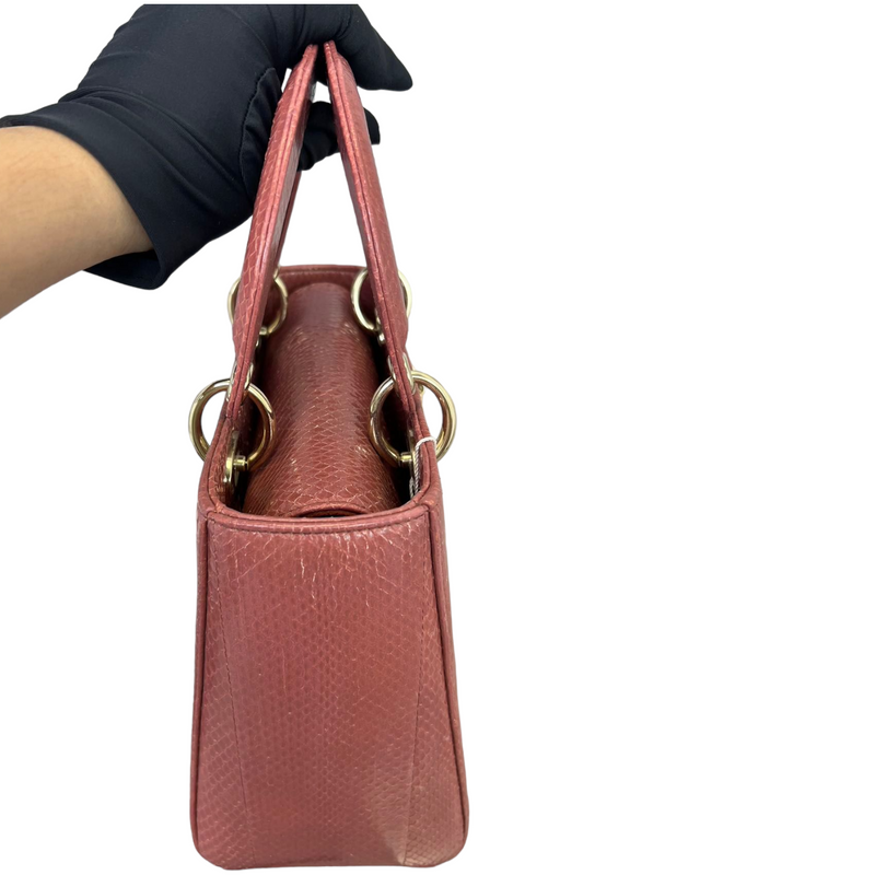 Lady Dior Medium Python Pink GHW