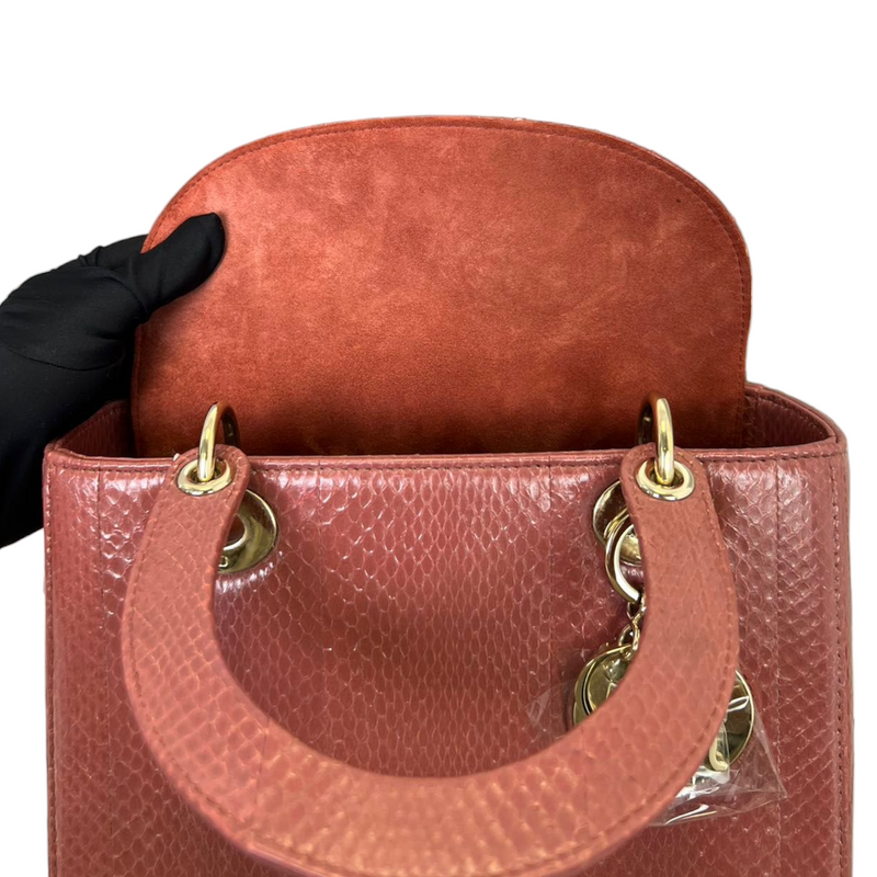 Lady Dior Medium Python Pink GHW