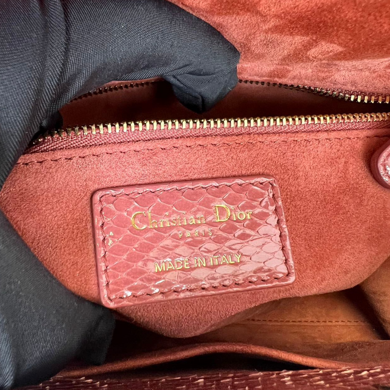 Lady Dior Medium Python Pink GHW