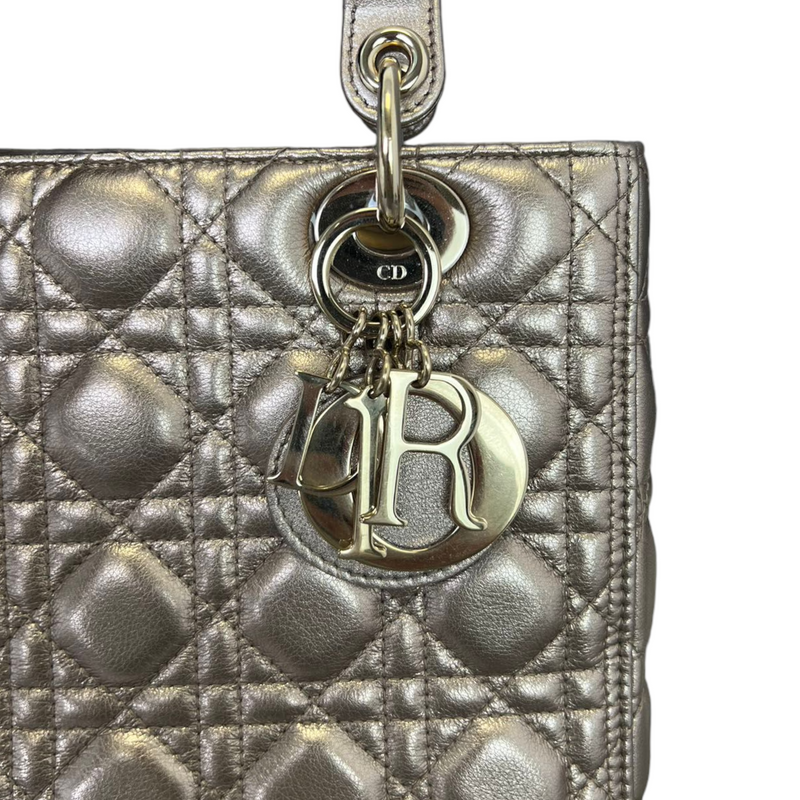 Calfskin Cannage Medium Lady Dior Gold GHW