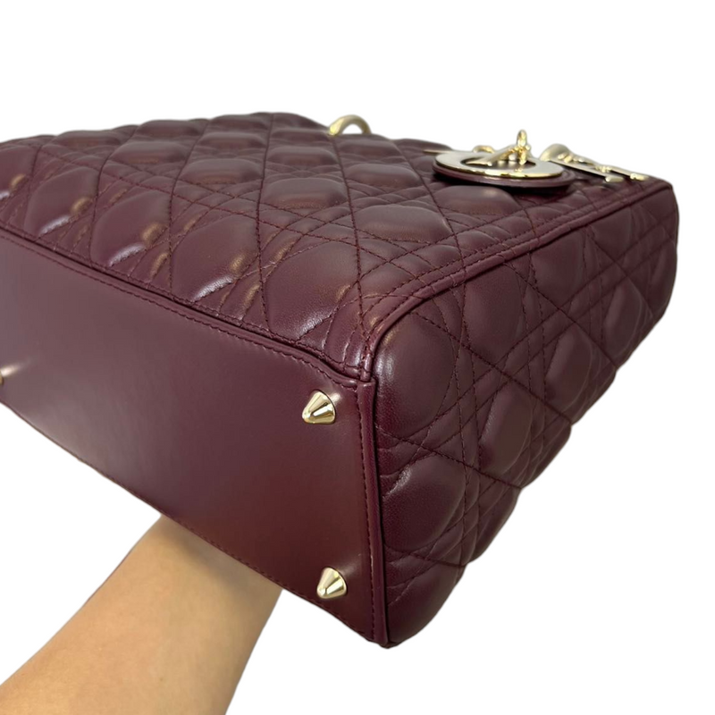 Lambskin Cannage Medium Lady Dior Burgundy LGHW Bag Religion