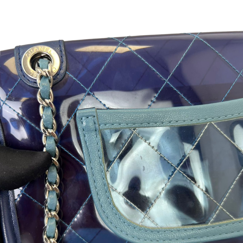 Chanel Flap Bag Transparent PVC/Lambskin Silver-tone Blue/Green/Pink in  PVC/Lambskin with Silver-Tone - US