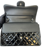 Patent Quilted Jumbo Double Flap Black SHW