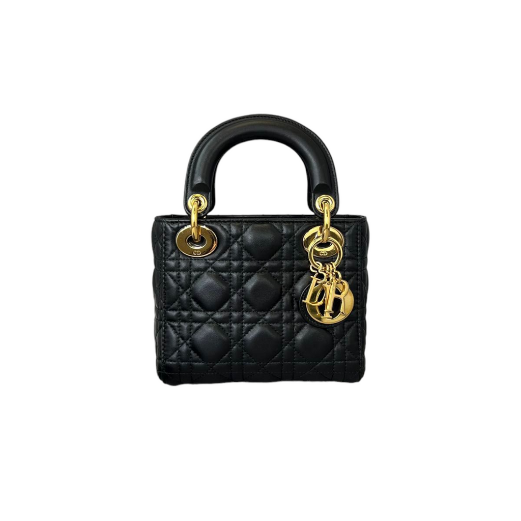 Lambskin Cannage Mini Lady Dior Black GHW