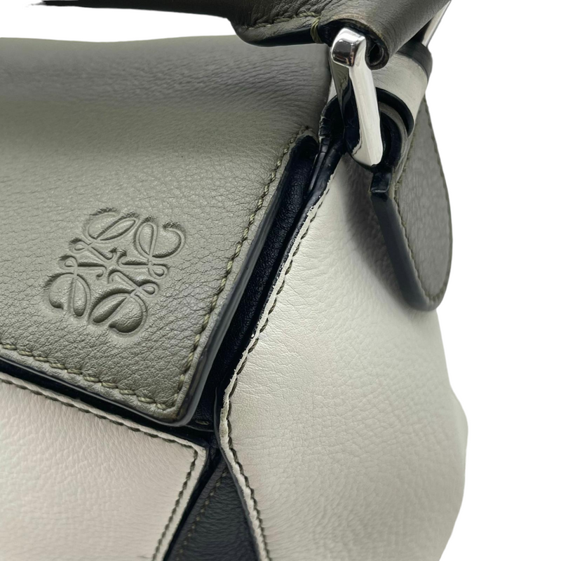 LOEWE Puzzle Bumbag In Classic Calfskin Mini Khaki Green in