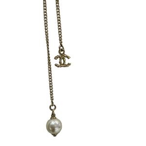 Pearl CC Long Necklace Gold