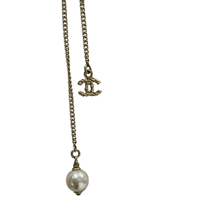 Chanel long pearl Necklace or Belt Shining Gold CC – LLBazar