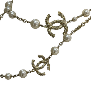 Pearl CC Long Necklace Gold