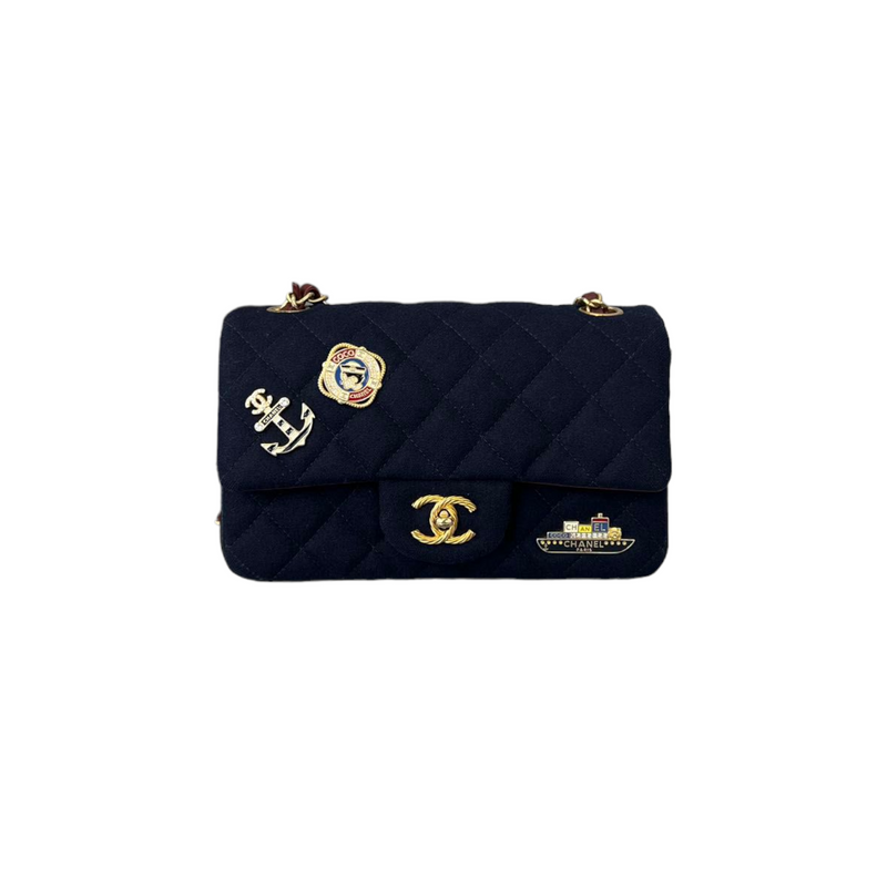 Limited Edition Timeless Mini Rectangular Calf Wool Navy GHW