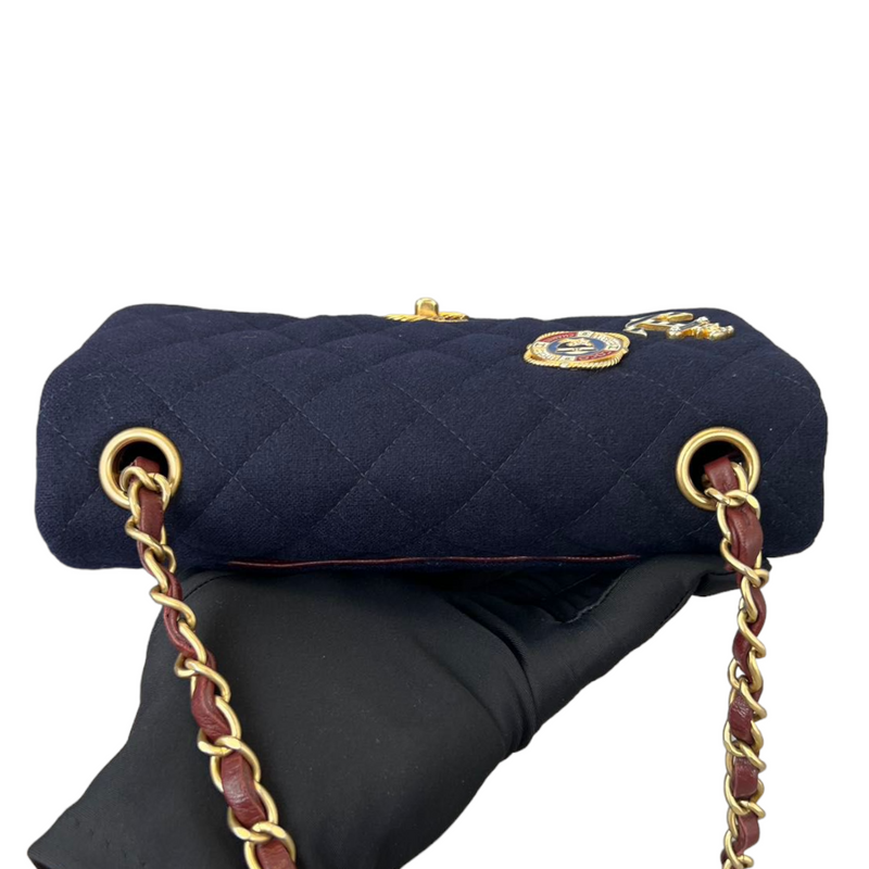Limited Edition Timeless Mini Rectangular Calf Wool Navy GHW