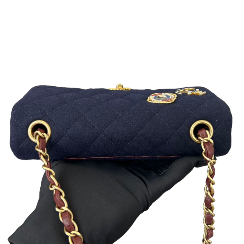 Chanel Limited Edition Timeless Mini Rectangular Calf Wool Navy