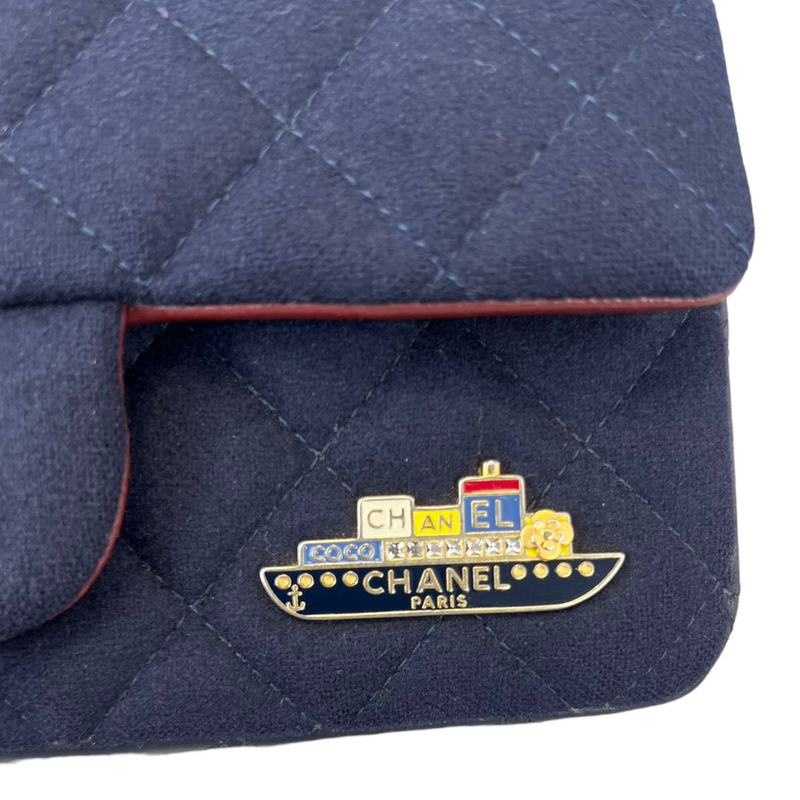 Limited Edition Timeless Mini Rectangular Calf Wool Navy GHW