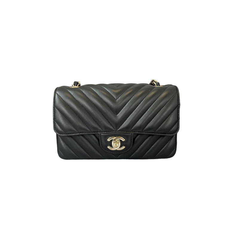 Chanel Black Quilted Lambskin Small Flap Bag Strass And Gold