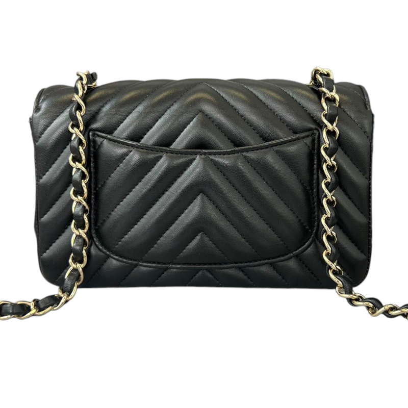 Chanel Lambskin Chevron Quilted Mini Flap Black GHW – Bag Religion