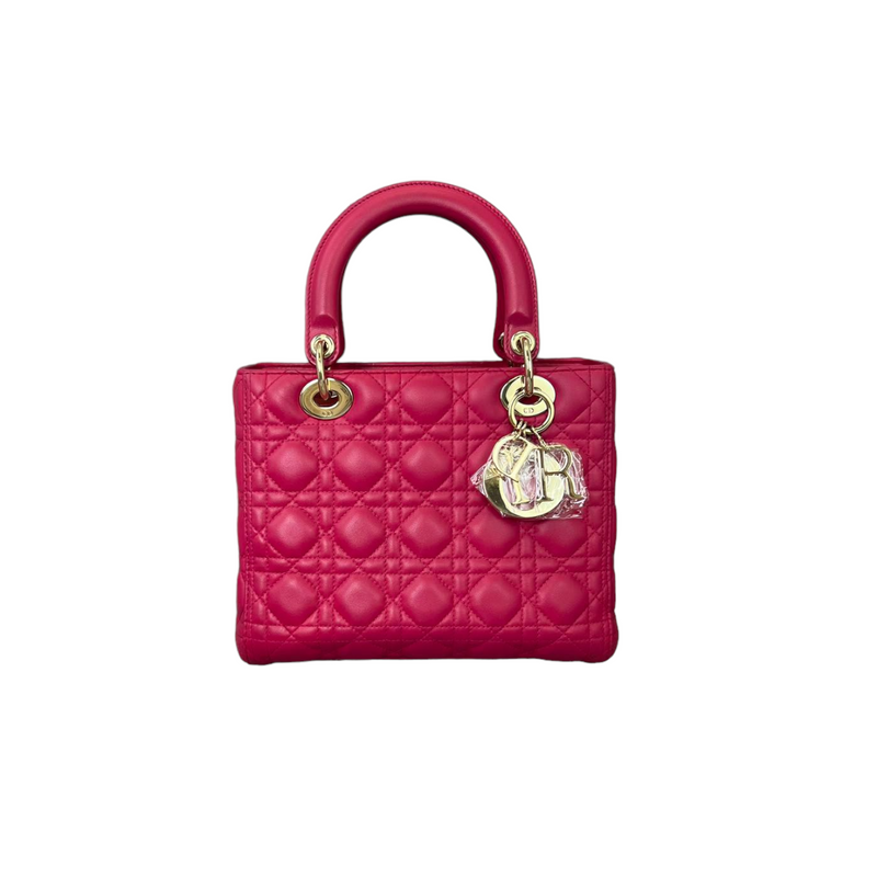 Lambskin Cannage Medium Lady Dior Pink GHW