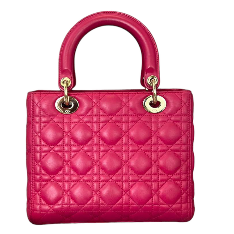 Lambskin Cannage Medium Lady Dior Pink GHW