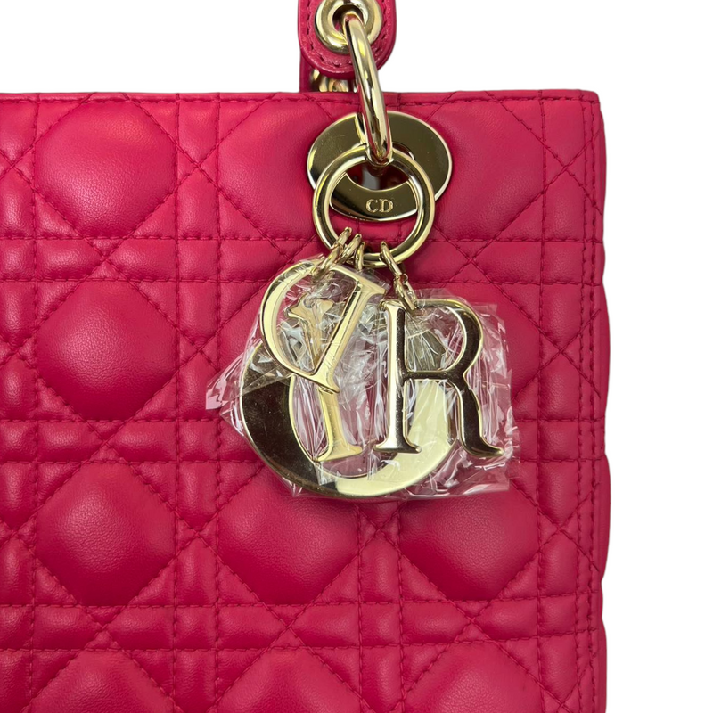 Lambskin Cannage Medium Lady Dior Pink GHW