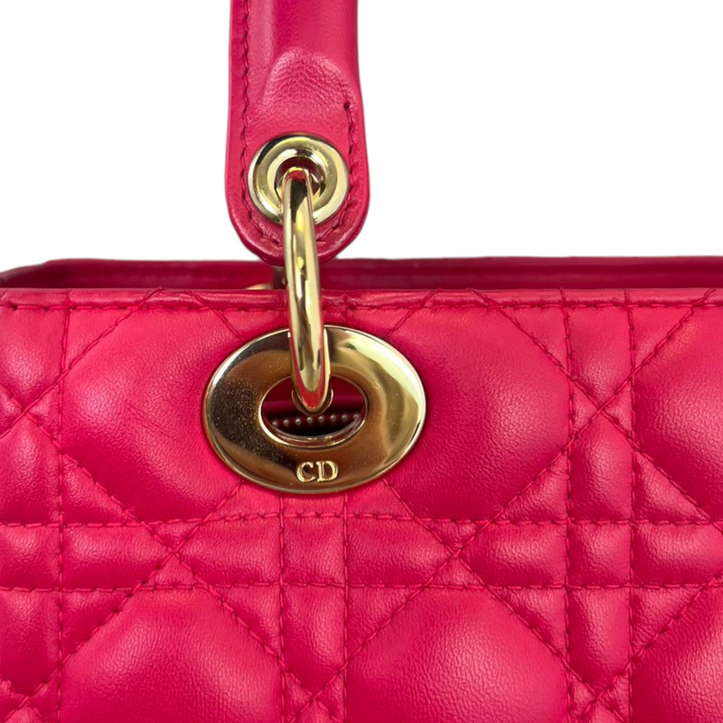 Lambskin Cannage Medium Lady Dior Pink GHW