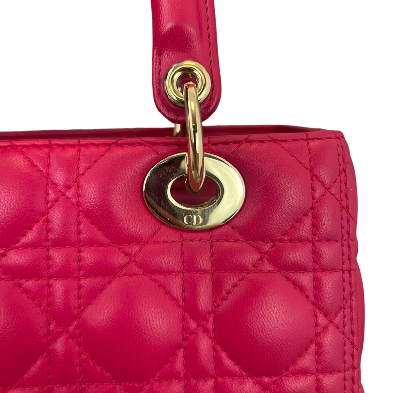 Lambskin Cannage Medium Lady Dior Pink GHW