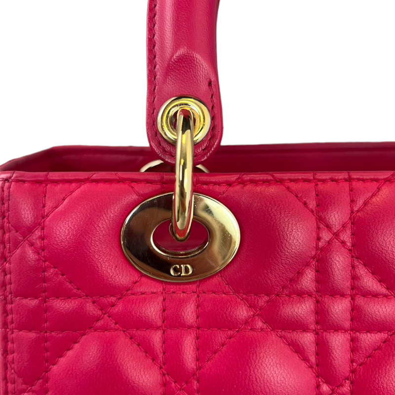 Lambskin Cannage Medium Lady Dior Pink GHW