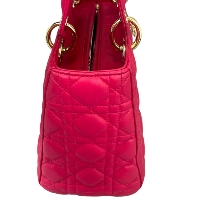 Lambskin Cannage Medium Lady Dior Pink GHW