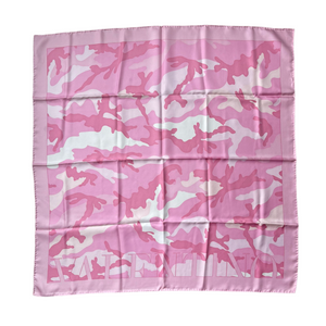 Silk Scarf Beautiful Camo Pattern in Pink and White