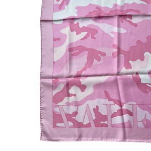 Silk Scarf Beautiful Camo Pattern in Pink and White