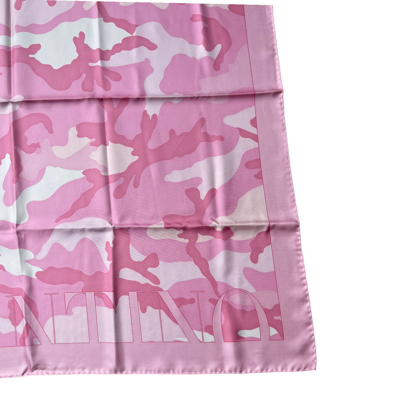 Silk Scarf Beautiful Camo Pattern in Pink and White