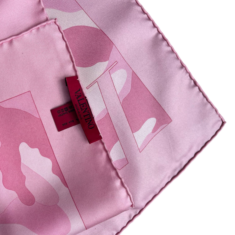 Silk Scarf Beautiful Camo Pattern in Pink and White