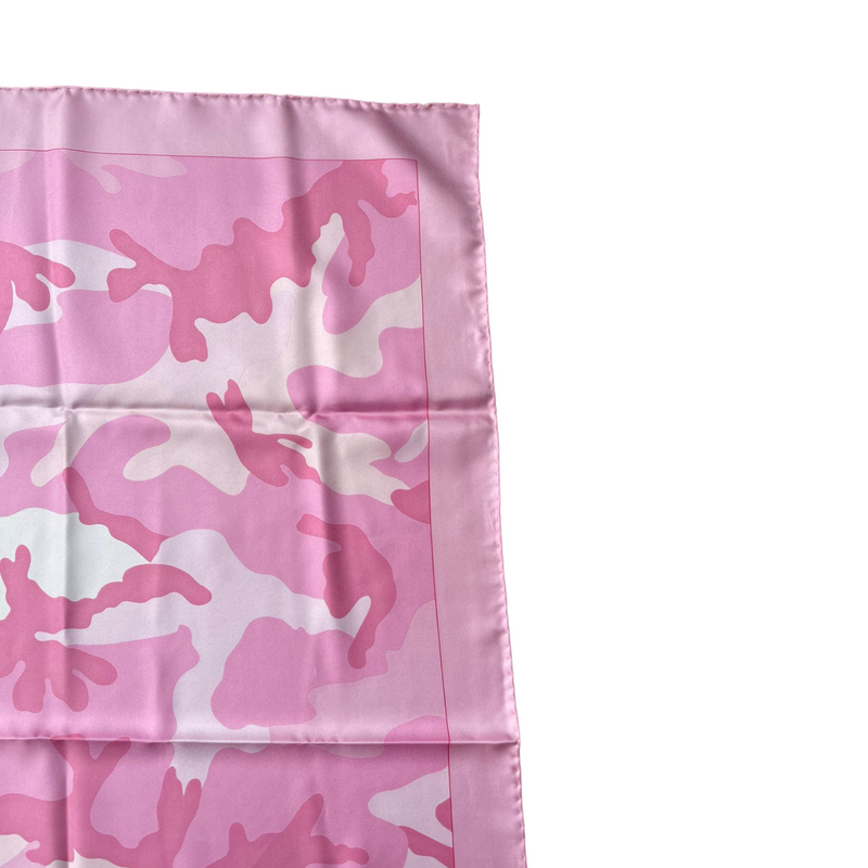 Silk Scarf Beautiful Camo Pattern in Pink and White