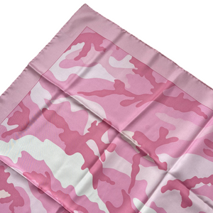 Silk Scarf Beautiful Camo Pattern in Pink and White