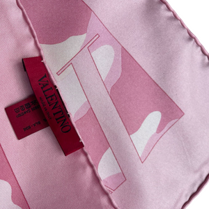 Silk Scarf Beautiful Camo Pattern in Pink and White